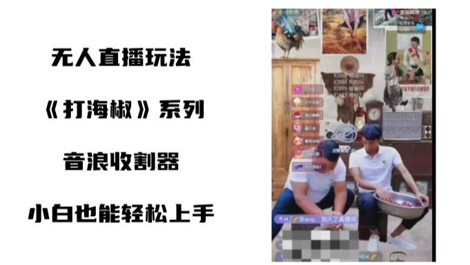 打海椒无人直播整蛊项目，小白轻松上手撸音浪收割器（教程+工具+素材）四海领钱-网创-知识付费-网创项目资源站-副业项目-创业项目-搞钱项目四海领钱