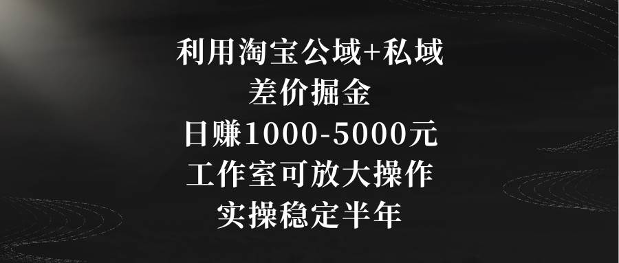 利用淘宝公域+私域差价掘金，日赚1000-5000元，工作室可放大操作，实操…四海领钱-网创-知识付费-网创项目资源站-副业项目-创业项目-搞钱项目四海领钱