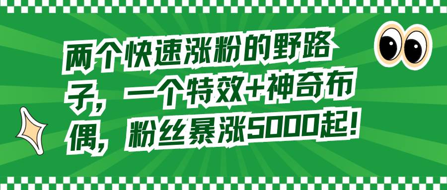 两个快速涨粉的野路子，一个特效+神奇布偶，粉丝暴涨5000起！四海领钱-网创-知识付费-网创项目资源站-副业项目-创业项目-搞钱项目四海领钱