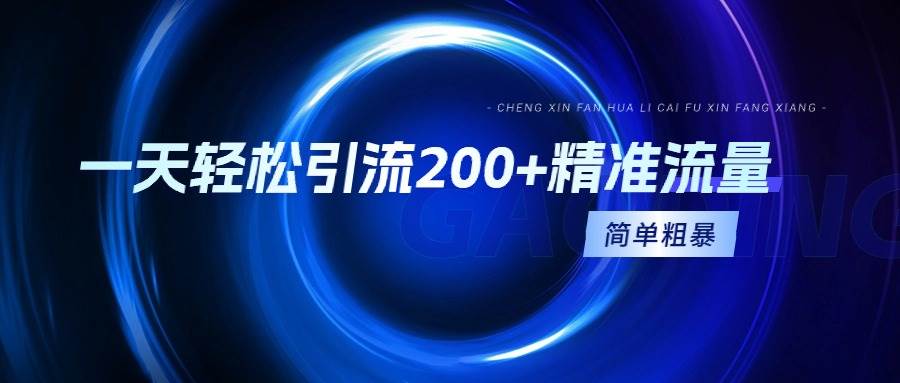 一天轻松引流200+精准流量，简单粗暴，一看就会四海领钱-网创-知识付费-网创项目资源站-副业项目-创业项目-搞钱项目四海领钱
