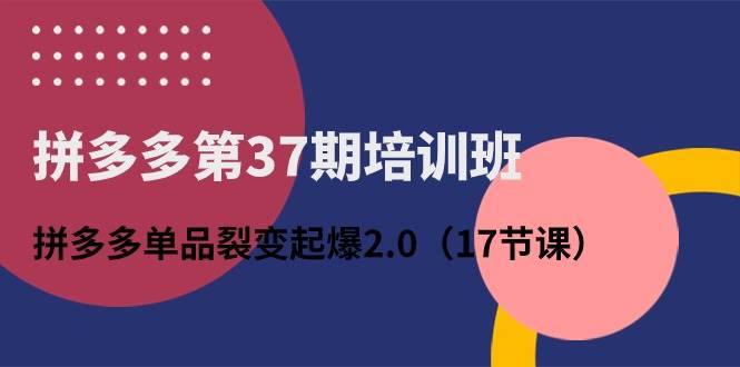 拼多多第37期培训班：拼多多单品裂变起爆2.0（17节课）四海领钱-网创-知识付费-网创项目资源站-副业项目-创业项目-搞钱项目四海领钱
