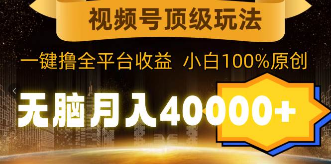 视频号顶级玩法，无脑月入40000+，一键撸全平台收益，纯小白也能100%原创四海领钱-网创-知识付费-网创项目资源站-副业项目-创业项目-搞钱项目四海领钱