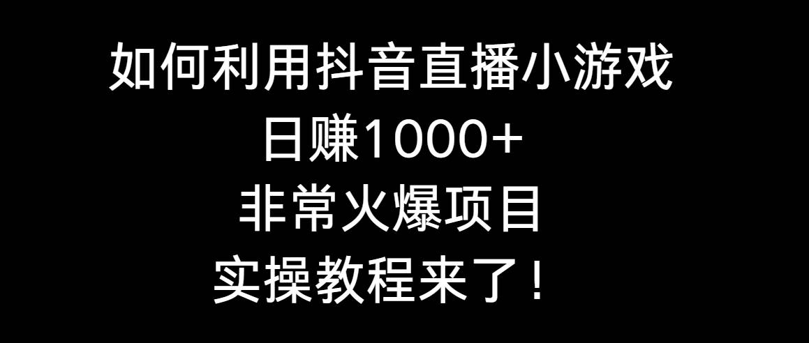 如何利用抖音直播小游戏日赚1000+，非常火爆项目，实操教程来了！四海领钱-网创-知识付费-网创项目资源站-副业项目-创业项目-搞钱项目四海领钱