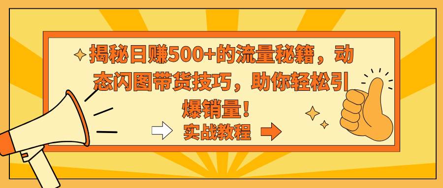 揭秘日赚500+的流量秘籍，动态闪图带货技巧，助你轻松引爆销量！四海领钱-网创-知识付费-网创项目资源站-副业项目-创业项目-搞钱项目四海领钱