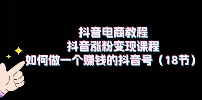 抖音电商教程：抖音涨粉变现课程：如何做一个赚钱的抖音号（18节）四海领钱-网创-知识付费-网创项目资源站-副业项目-创业项目-搞钱项目四海领钱