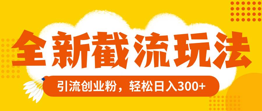 全新截流玩法，精准引流创业粉，轻松日入300+四海领钱-网创-知识付费-网创项目资源站-副业项目-创业项目-搞钱项目四海领钱