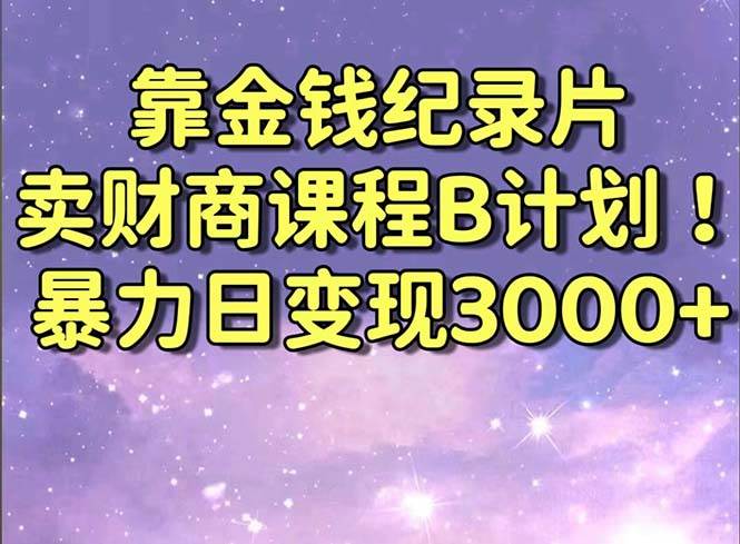 靠金钱纪录片卖财商课程B计划！暴力日变现3000+，喂饭式干货教程！四海领钱-网创-知识付费-网创项目资源站-副业项目-创业项目-搞钱项目四海领钱