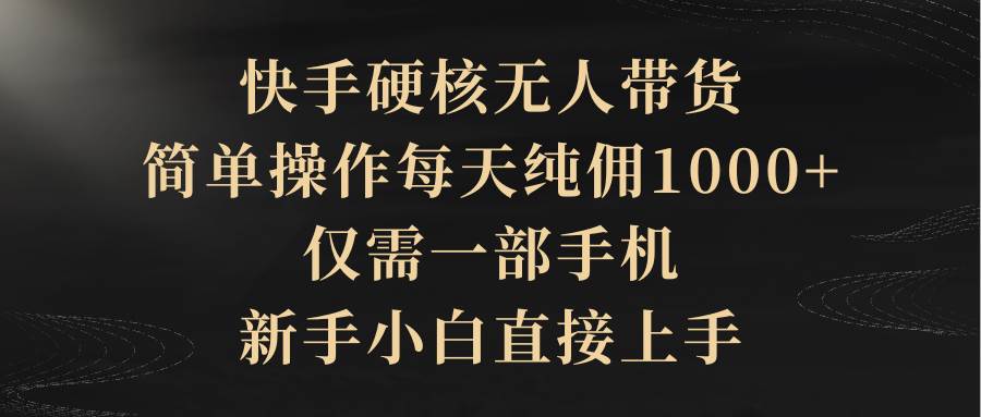 快手硬核无人带货，简单操作每天纯佣1000+,仅需一部手机，新手小白直接上手四海领钱-网创-知识付费-网创项目资源站-副业项目-创业项目-搞钱项目四海领钱