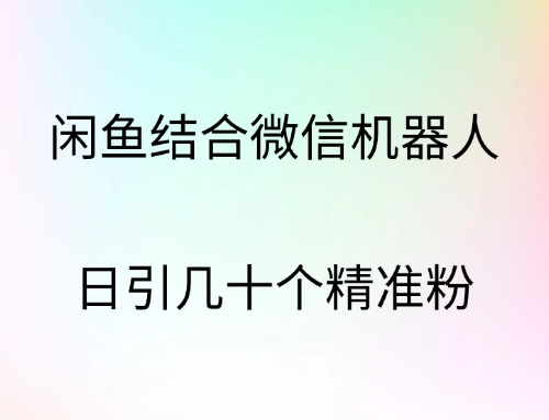 闲鱼结合微信机器人，日引几十个精准粉四海领钱-网创-知识付费-网创项目资源站-副业项目-创业项目-搞钱项目四海领钱