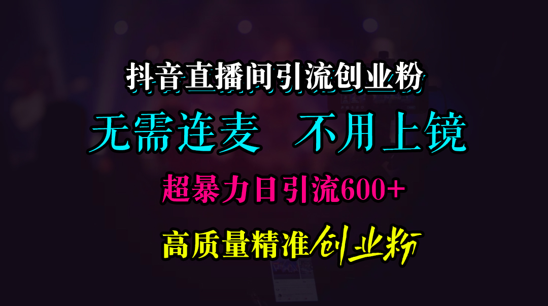 抖音直播间引流创业粉，无需连麦、无需上镜，超暴力日引流600+高质量精准创业粉四海领钱-网创-知识付费-网创项目资源站-副业项目-创业项目-搞钱项目四海领钱