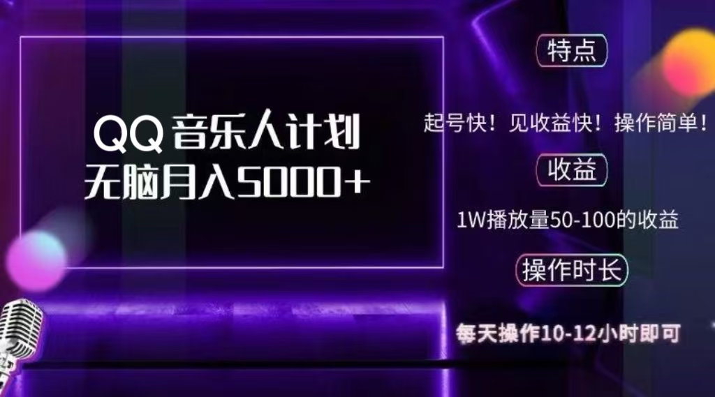 2024 QQ音乐人计划，轻松月入5000+，纯无脑操作，可批量放大操作四海领钱-网创-知识付费-网创项目资源站-副业项目-创业项目-搞钱项目四海领钱