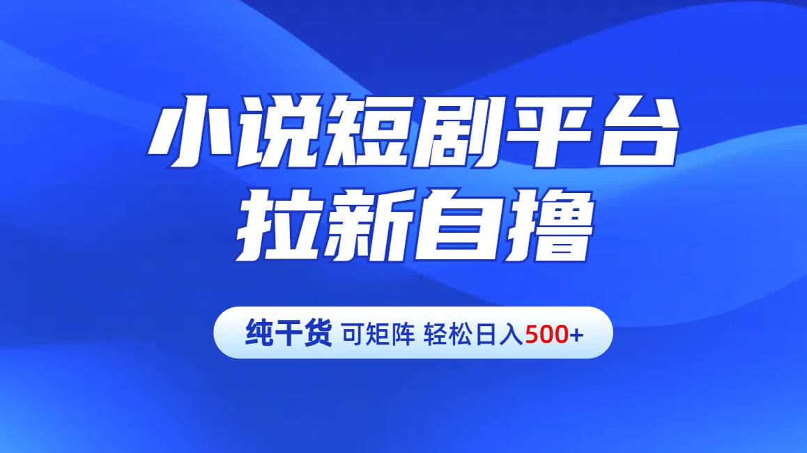 【纯干货】小说短剧平台拉新自撸玩法详解-单人轻松日入500+四海领钱-网创-知识付费-网创项目资源站-副业项目-创业项目-搞钱项目四海领钱