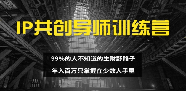 IP共创导师训练营 99%的人不知道的生财野路子 只掌握在少数人手里四海领钱-网创-知识付费-网创项目资源站-副业项目-创业项目-搞钱项目四海领钱