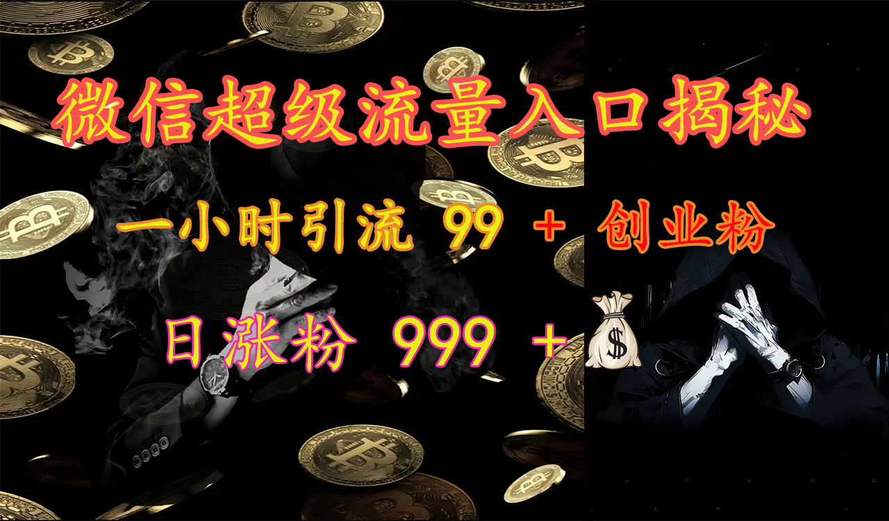 微信超级流量入口揭秘：一小时引流 99 + 创业粉，日涨粉 999 +【揭秘】四海领钱-网创-知识付费-网创项目资源站-副业项目-创业项目-搞钱项目四海领钱