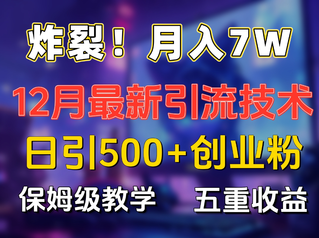 炸裂！月入7W+揭秘12月最新日引流500+精准创业粉，多重收益保姆级教学四海领钱-网创-知识付费-网创项目资源站-副业项目-创业项目-搞钱项目四海领钱