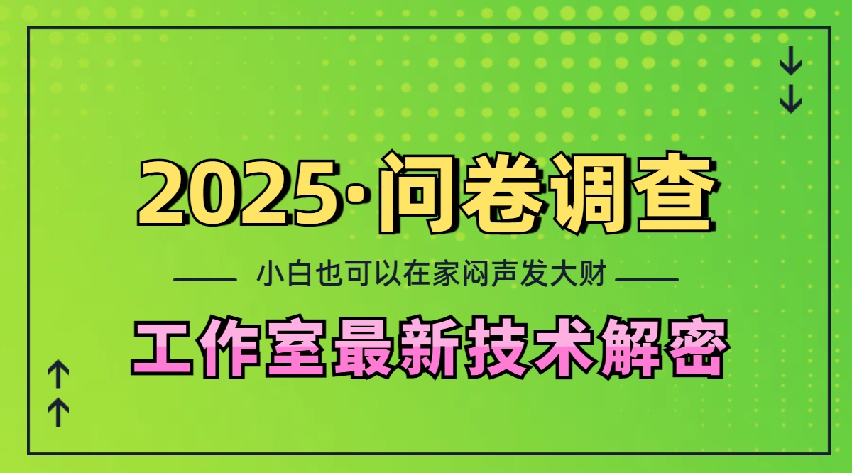 2025《问卷调查》最新工作室技术解密：一个人在家也可以闷声发大财，小白一天200+，可矩阵放大四海领钱-网创-知识付费-网创项目资源站-副业项目-创业项目-搞钱项目四海领钱