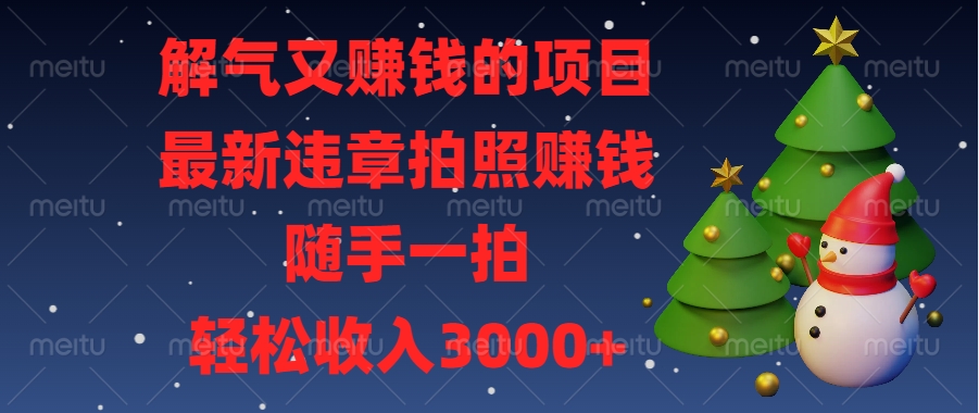 最新违章拍照赚钱，随手一拍，解气又赚钱的项目，轻松收入3000+四海领钱-网创-知识付费-网创项目资源站-副业项目-创业项目-搞钱项目四海领钱