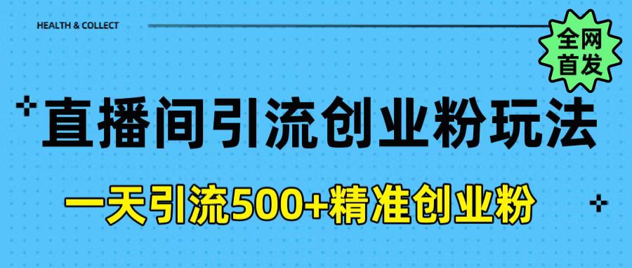 直播间引流创业粉玩法，一天轻松引流500+精准创业粉四海领钱-网创-知识付费-网创项目资源站-副业项目-创业项目-搞钱项目四海领钱