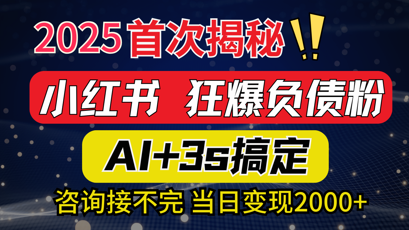 2025引流天花板：最新小红书狂暴负债粉思路，咨询接不断，当日入2000+四海领钱-网创-知识付费-网创项目资源站-副业项目-创业项目-搞钱项目四海领钱