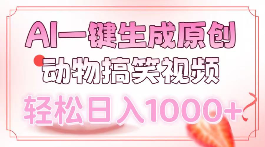 AI一键生成原创动物搞笑视频，轻松日入1000+四海领钱-网创-知识付费-网创项目资源站-副业项目-创业项目-搞钱项目四海领钱