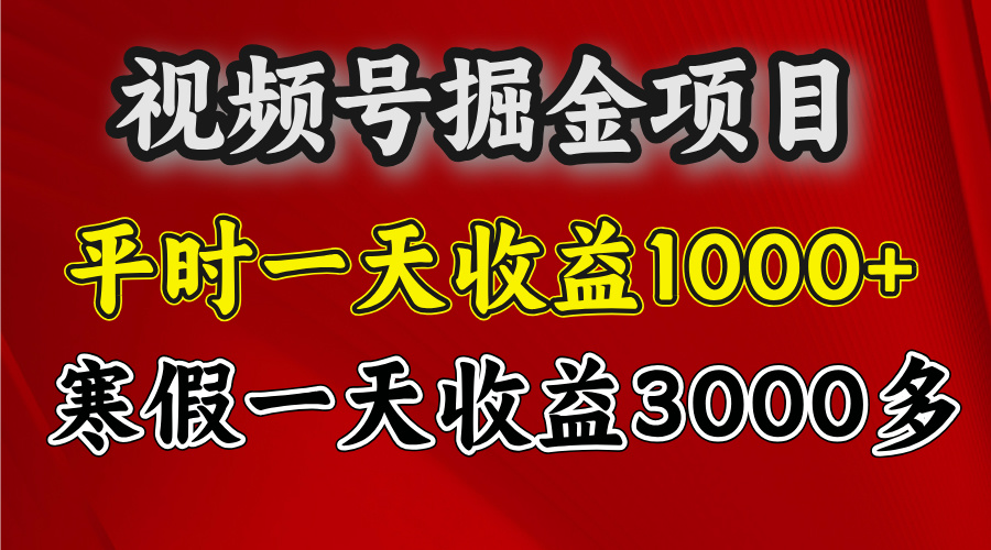 视频号掘金项目，寒假一天收益3000多四海领钱-网创-知识付费-网创项目资源站-副业项目-创业项目-搞钱项目四海领钱