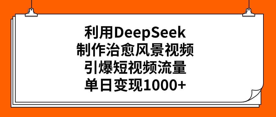 利用DeepSeek制作治愈风景视频，引爆短视频流量，单日变现1000+四海领钱-网创-知识付费-网创项目资源站-副业项目-创业项目-搞钱项目四海领钱