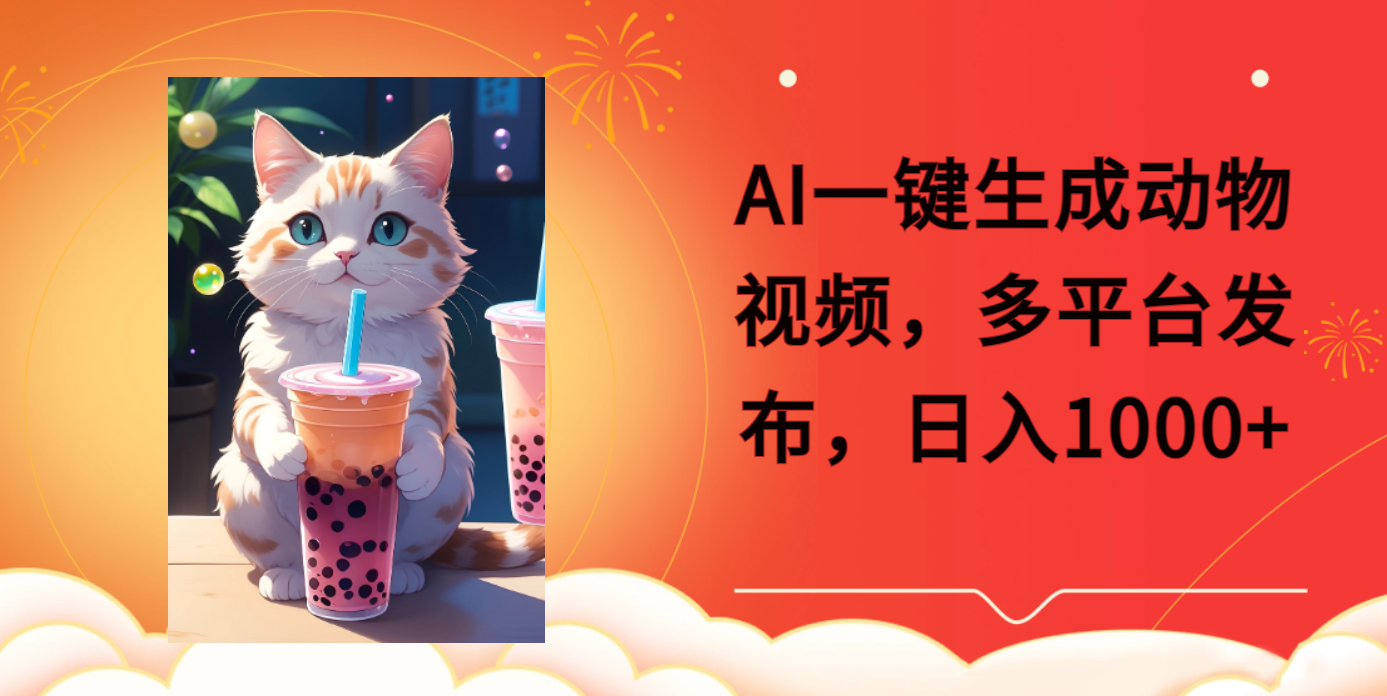 AI一键生成动物搞笑视频，多平台发布，轻松破千万播放，日入2000+四海领钱-网创-知识付费-网创项目资源站-副业项目-创业项目-搞钱项目四海领钱