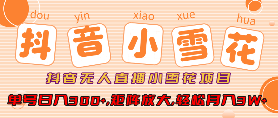 小雪花项目，抖音无人直播，单号日入300+,矩阵放大,轻松月入3W+四海领钱-网创-知识付费-网创项目资源站-副业项目-创业项目-搞钱项目四海领钱