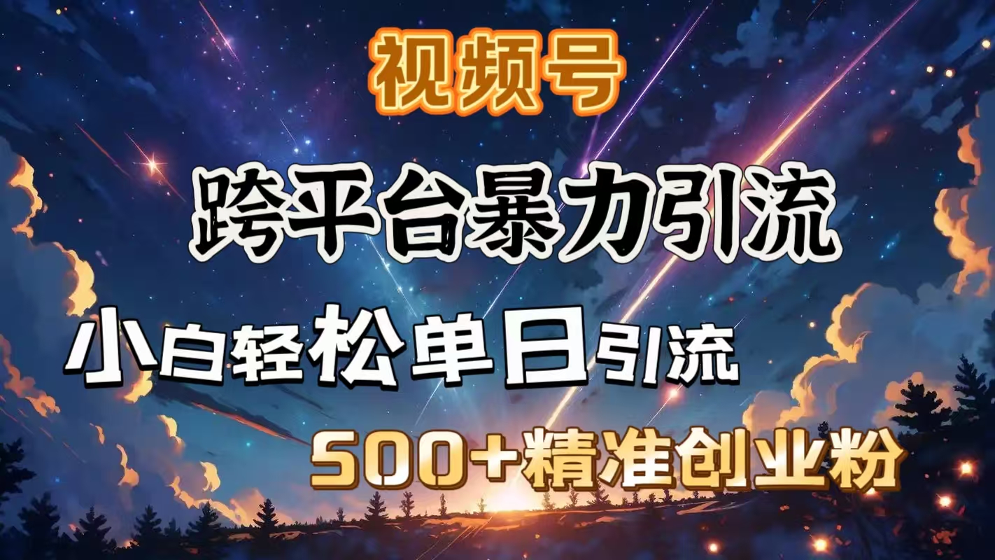 视频号跨平台暴力引流，小白轻松单日引流500＋精准创业粉四海领钱-网创-知识付费-网创项目资源站-副业项目-创业项目-搞钱项目四海领钱