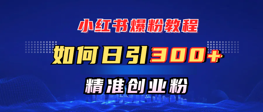 小红书爆粉教程，如何日引300+创业粉，快速实现精准变现！四海领钱-网创-知识付费-网创项目资源站-副业项目-创业项目-搞钱项目四海领钱
