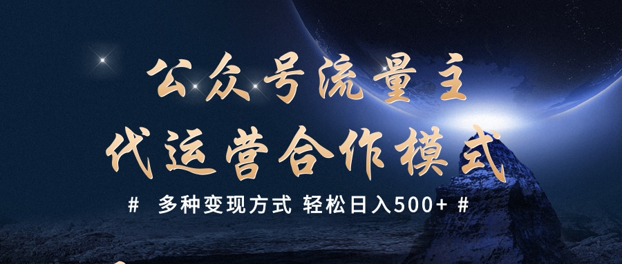 公众号流量主代运营  多种变现方式 轻松日入500+四海领钱-网创-知识付费-网创项目资源站-副业项目-创业项目-搞钱项目四海领钱