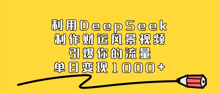 利用DeepSeek制作财运风景视频，引爆你的流量，单日变现1000+四海领钱-网创-知识付费-网创项目资源站-副业项目-创业项目-搞钱项目四海领钱