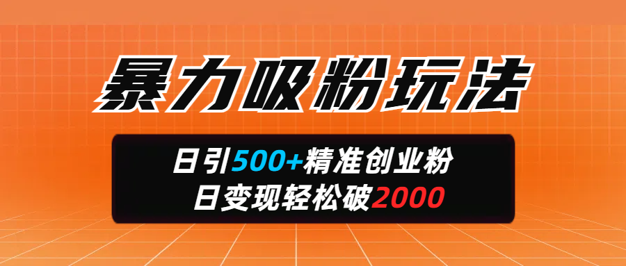 暴力吸粉玩法，日引500+精准创业粉，日变现轻松破2000四海领钱-网创-知识付费-网创项目资源站-副业项目-创业项目-搞钱项目四海领钱