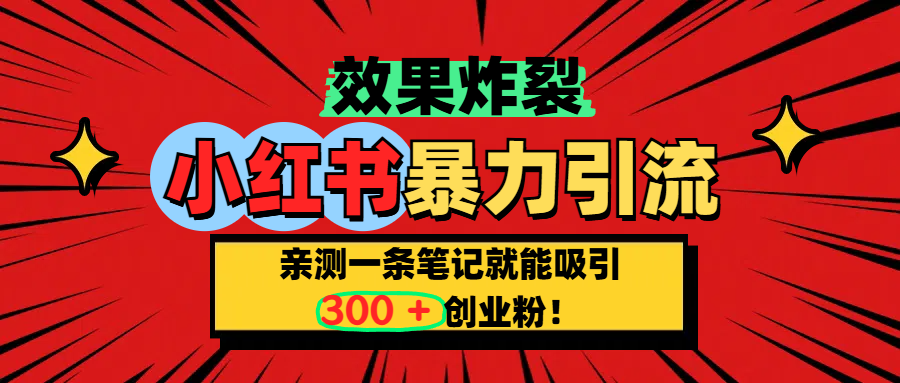 小红书炸裂玩法，亲测一条笔记就能吸引300+精准创业粉！四海领钱-网创-知识付费-网创项目资源站-副业项目-创业项目-搞钱项目四海领钱