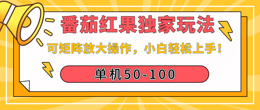番茄红果独家玩法，单机50-100，可矩阵放大操作，小白轻松上手！四海领钱-网创-知识付费-网创项目资源站-副业项目-创业项目-搞钱项目四海领钱