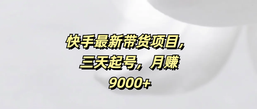 快手最新带货项目，三天起号，月赚9000+四海领钱-网创-知识付费-网创项目资源站-副业项目-创业项目-搞钱项目四海领钱