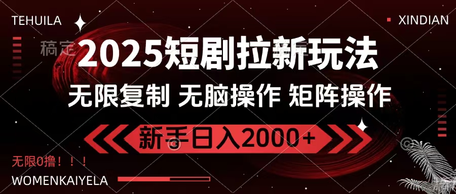2025短剧拉新玩法，无需注册登录，无限0撸，无脑批量操作日入2000+四海领钱-网创-知识付费-网创项目资源站-副业项目-创业项目-搞钱项目四海领钱