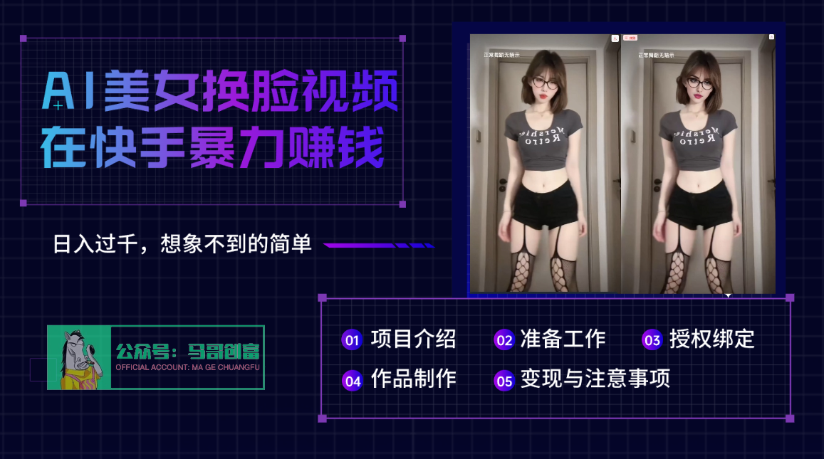 AI批量生成美女换脸视频，结合抖音快手暴利赚钱，通过此方法拉新日入过千四海领钱-网创-知识付费-网创项目资源站-副业项目-创业项目-搞钱项目四海领钱