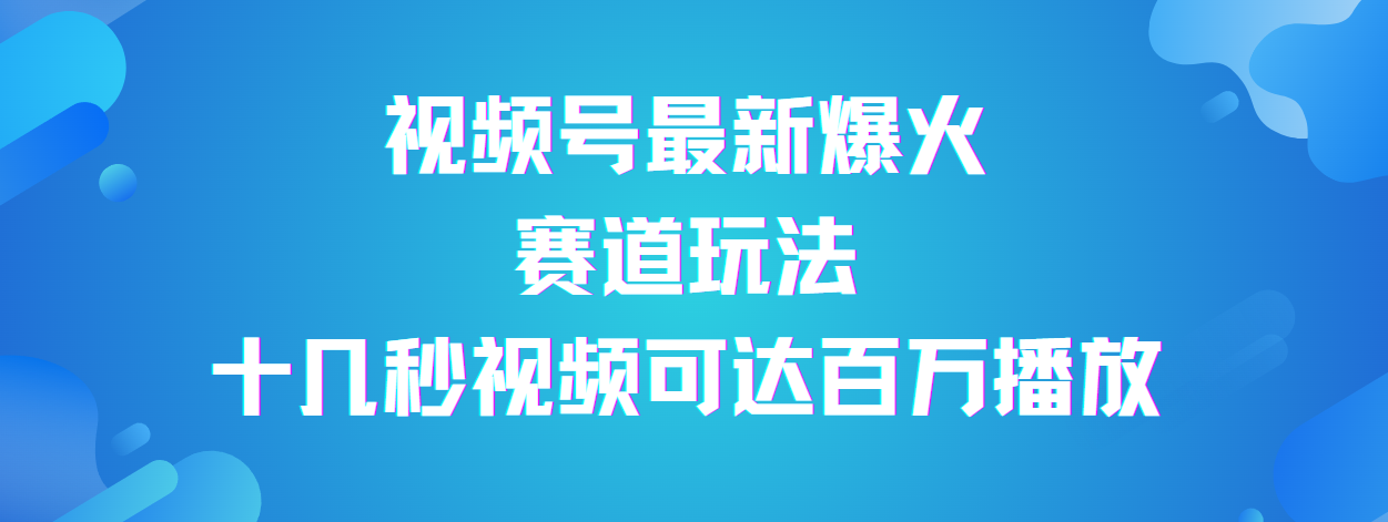 视频号最新爆火赛道玩法，流量巨大，视频制作简单，轻松月入数万四海领钱-网创-知识付费-网创项目资源站-副业项目-创业项目-搞钱项目四海领钱