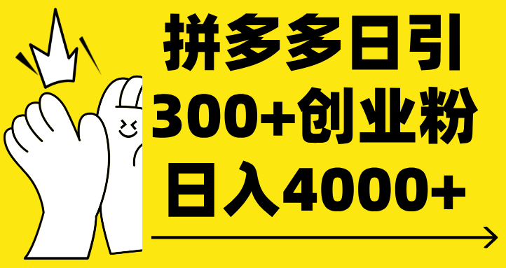 拼多多日引300+创业粉 日入4000+四海领钱-网创-知识付费-网创项目资源站-副业项目-创业项目-搞钱项目四海领钱