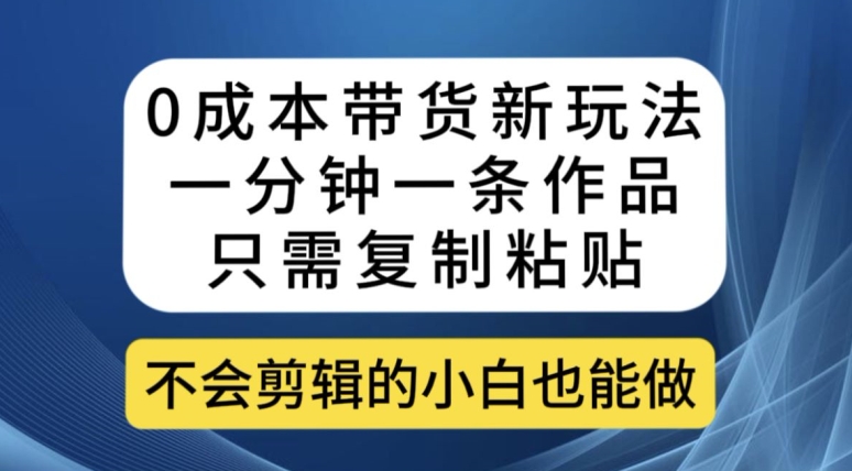 0成本带货新玩法，一分钟一条作品，只需复制粘贴就可以做四海领钱-网创-知识付费-网创项目资源站-副业项目-创业项目-搞钱项目四海领钱