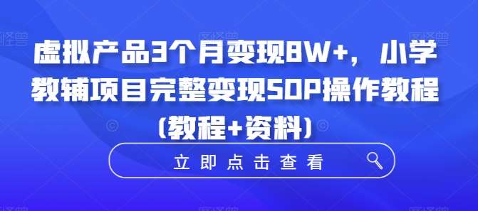 虚拟产品3个月变现8W+，小学教辅项目完整变现SOP操作教程(教程+资料)四海领钱-网创-知识付费-网创项目资源站-副业项目-创业项目-搞钱项目四海领钱