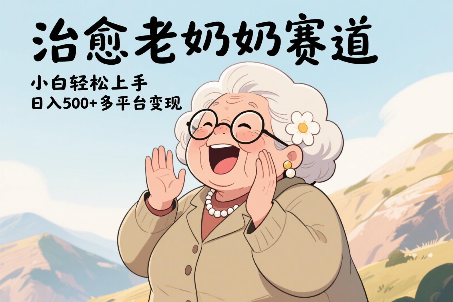 视频号治愈老奶奶赛道，小白轻松上手，日入500+多平台变现四海领钱-网创-知识付费-网创项目资源站-副业项目-创业项目-搞钱项目四海领钱