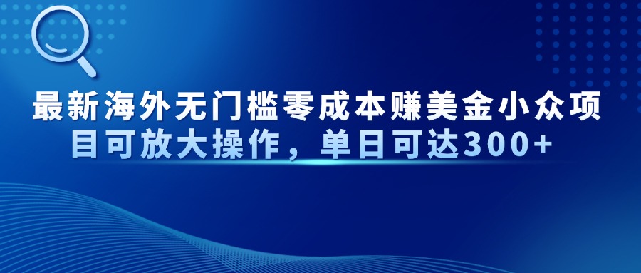 最新海外无门槛美金小众项目可放大操作，单日可达300+四海领钱-网创-知识付费-网创项目资源站-副业项目-创业项目-搞钱项目四海领钱
