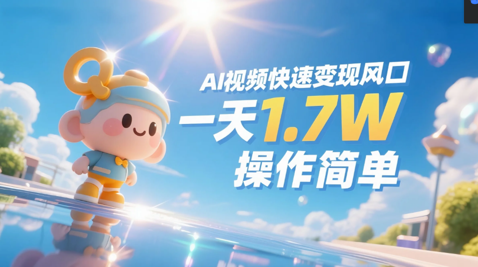 《Ai视频变现风口，一天1.7W，收入无上限，操作简单》四海领钱-网创-知识付费-网创项目资源站-副业项目-创业项目-搞钱项目四海领钱