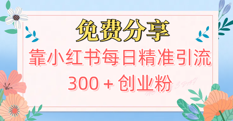 2025最新引流！靠小红书每日精准引流300＋创业粉四海领钱-网创-知识付费-网创项目资源站-副业项目-创业项目-搞钱项目四海领钱