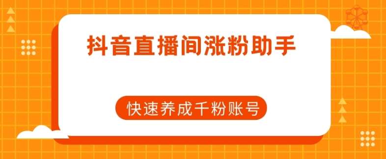 抖音直播间涨粉助手，快速养成千粉账号四海领钱-网创-知识付费-网创项目资源站-副业项目-创业项目-搞钱项目四海领钱